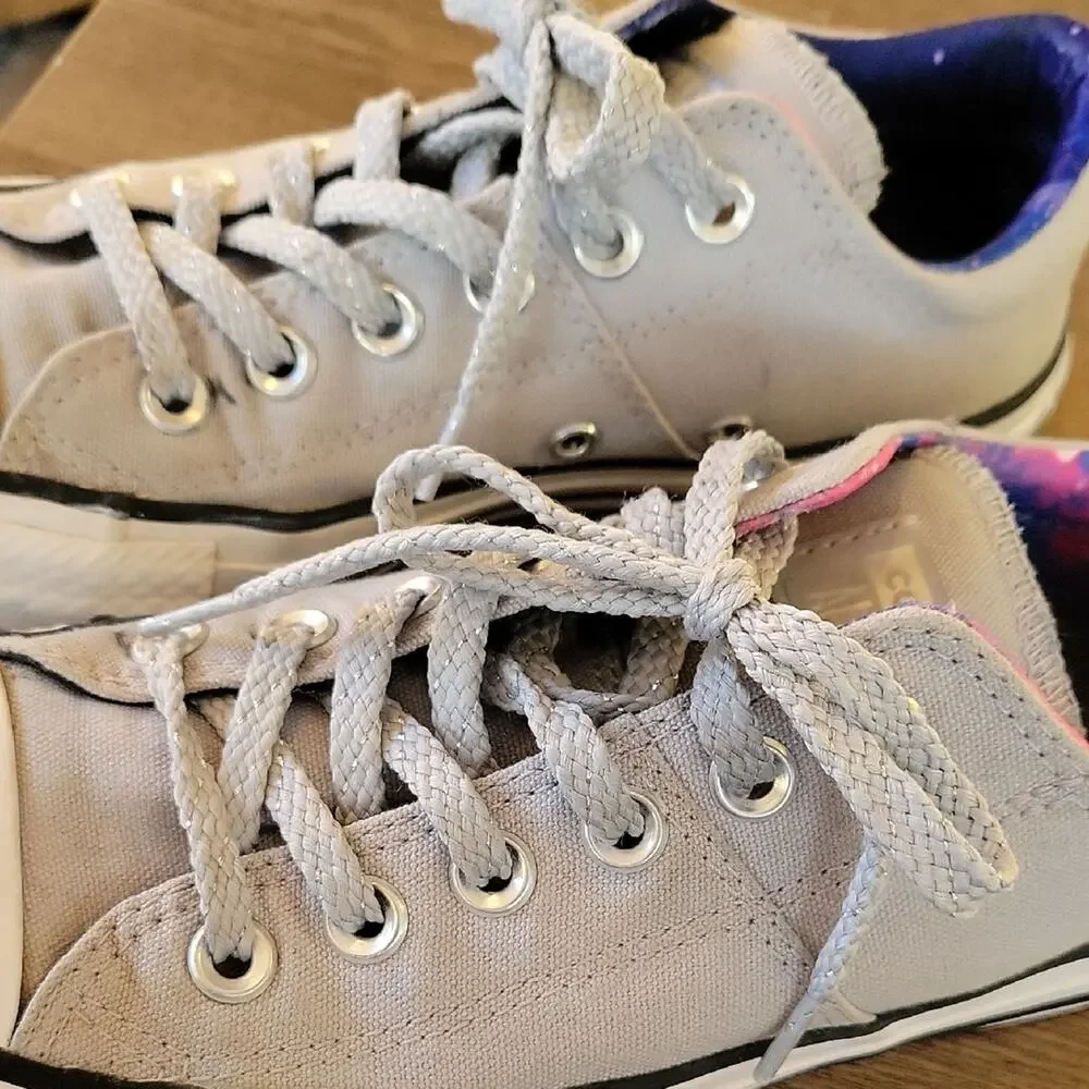 Converse Low Top Gray Sneakers Womens 7,  Pink, Purple Lining, Streetwear